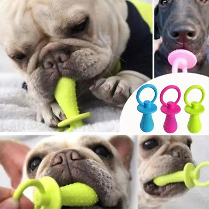Squeaky TPR Dog Pacifier Toy, Durable Teething Chew Toy for Puppies and Small to Medium Dogs, Gum-Friendly Dental Cleaning Toy for Chewing, Soothing and Interactive Play