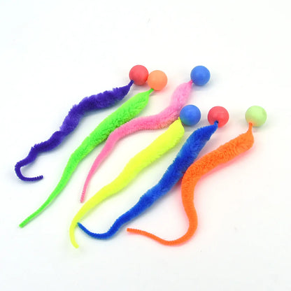Interactive Cat Toys – Colorful Bouncing Ball, Puzzle Teaser, and Elastic Caterpillar Worm Toy for Indoor Cats
