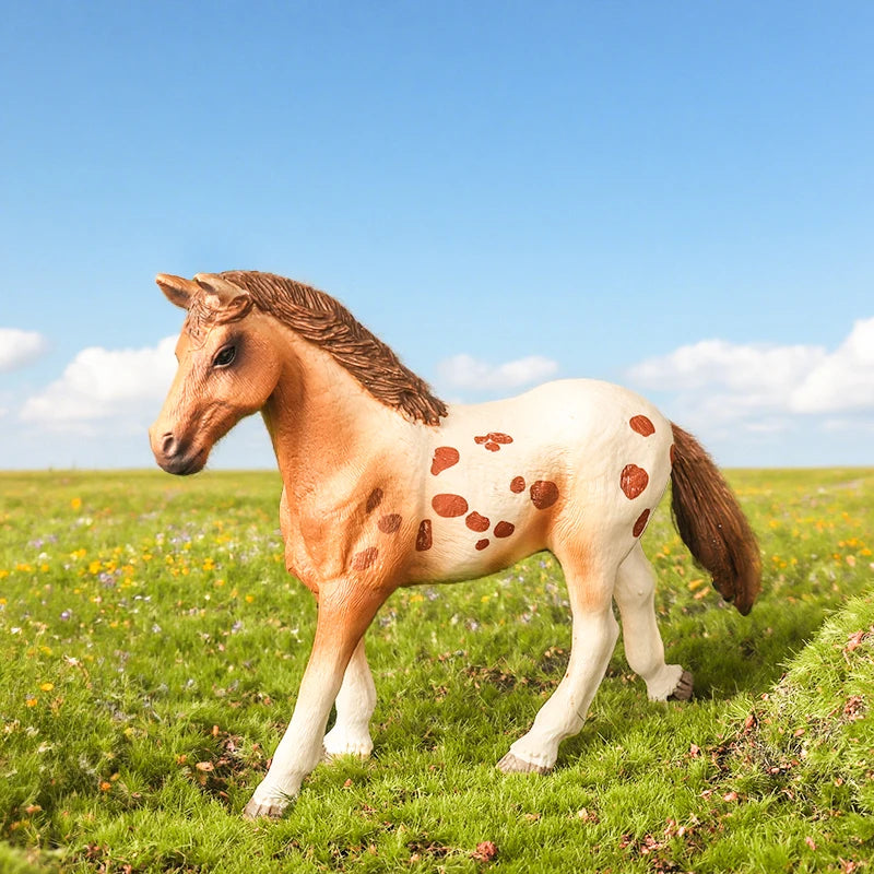 Oenux Realistic Horse Figurine, Forest Wild Steed Farm Animal Model, PVC Action Figure Toy, Haflinger and Ferghana Horse Collectible for Kids