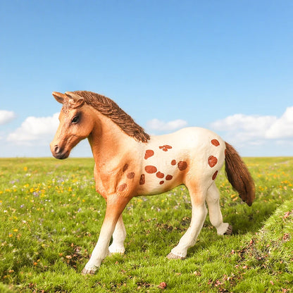 Oenux Realistic Horse Figurine, Forest Wild Steed Farm Animal Model, PVC Action Figure Toy, Haflinger and Ferghana Horse Collectible for Kids