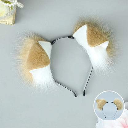 Halloween Dog Ear & Tail Costume Set, Plush Animal Cosplay Accessories