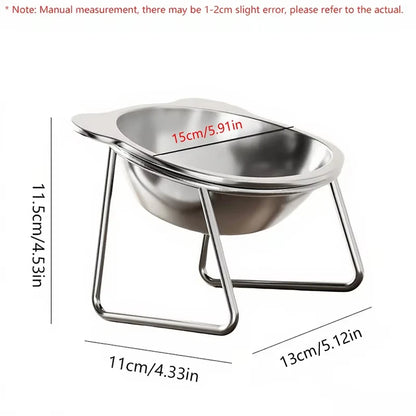 304 Stainless Steel Raised Cat Bowl, 15° Tilted Neck-Friendly Design