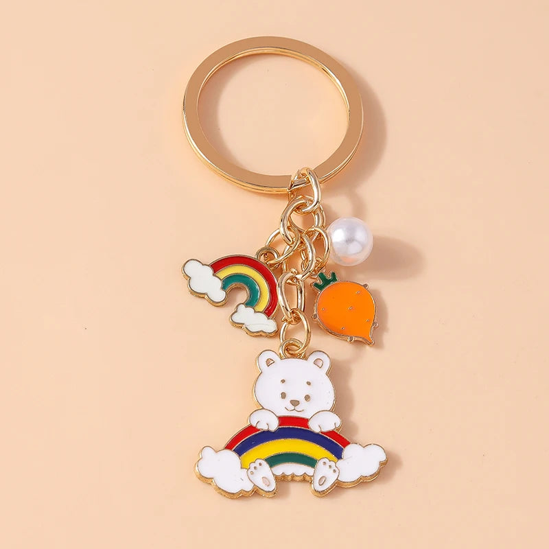 Enamel Horse Unicorn Keychain, Cute Animal Key Ring Pendant, Car Key Holder, Handbag Accessory, DIY Jewelry Gift for Women and Girls