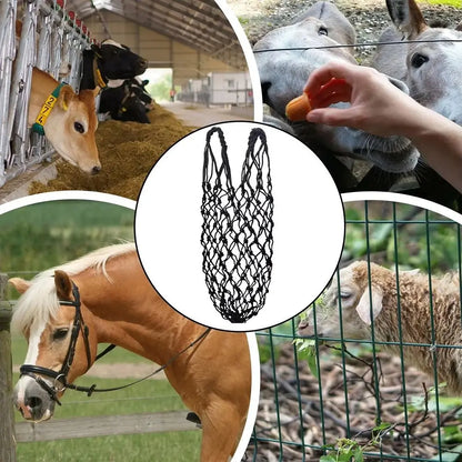 2-Piece Horse Slow-Feed Hay Net, 40-Inch Large-Capacity Hanging Hay Feeder Bag, Polyester Hay Bag for Horses, Equestrian Stable Accessory