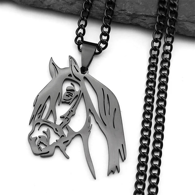 Horse Head Pendant Necklace – Stainless Steel Animal Jewelry for Women & Men (N2026)