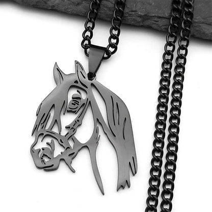 Horse Head Pendant Necklace – Stainless Steel Animal Jewelry for Women & Men (N2026)