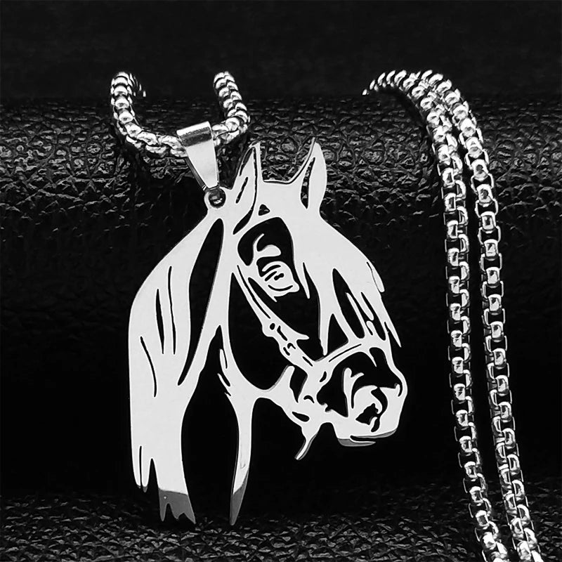 Horse Head Pendant Necklace – Stainless Steel Animal Jewelry for Women & Men (N2026)