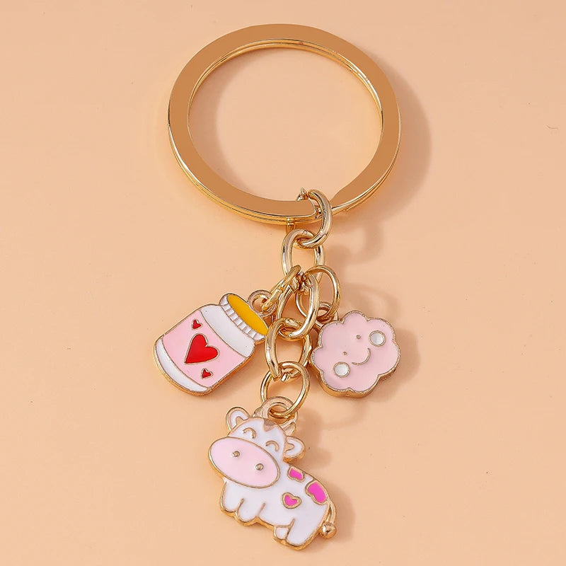 Enamel Horse Unicorn Keychain, Cute Animal Key Ring Pendant, Car Key Holder, Handbag Accessory, DIY Jewelry Gift for Women and Girls