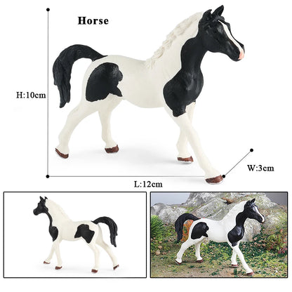Oenux Realistic Horse Figurine, Forest Wild Steed Farm Animal Model, PVC Action Figure Toy, Haflinger and Ferghana Horse Collectible for Kids