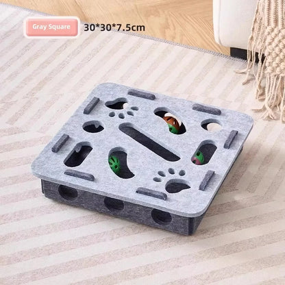 Cat Puzzle Toy Felt Box – Interactive Indoor Hunting & Exercise Toy with Ball for Cats