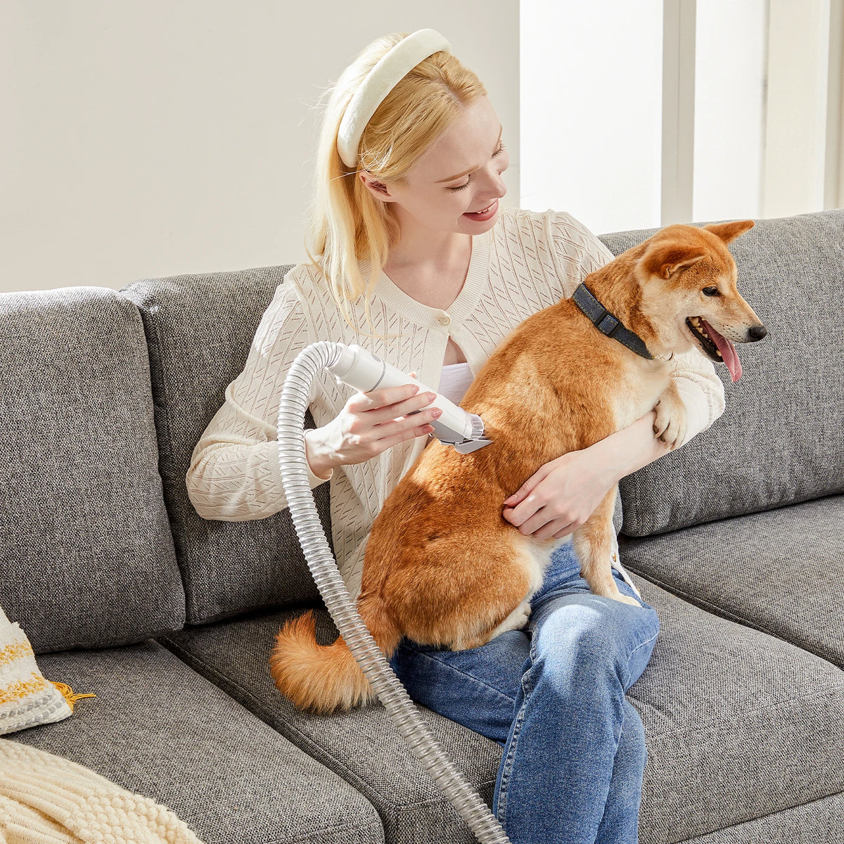 2.5L Pet Grooming Vacuum Kit, Cordless Low-Noise Clippers, 3 Suction Modes & 5 Tools