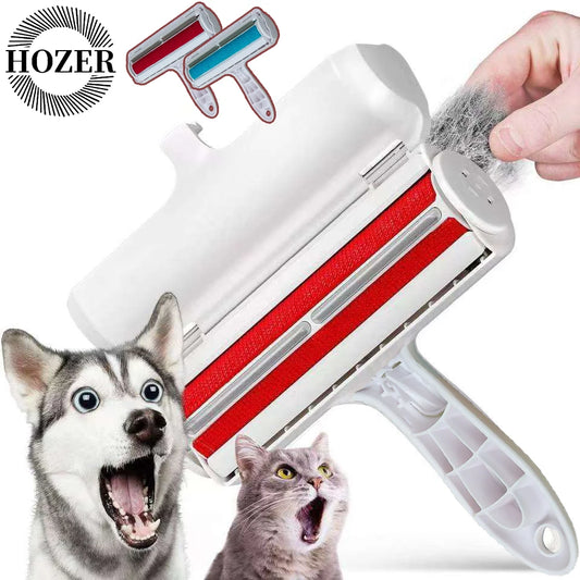 Reusable Pet Hair Removal Mitt & Self-Cleaning Lint Roller Set for Furniture, Couch & Carpet