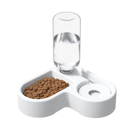 2-in-1 Automatic Pet Water Fountain & Double Bowl – Cat & Small Dog Feeding Station