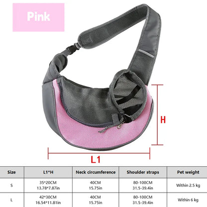 Dog Sling Carrier Backpack – Breathable Mesh Crossbody Travel Bag for Puppies & Cats