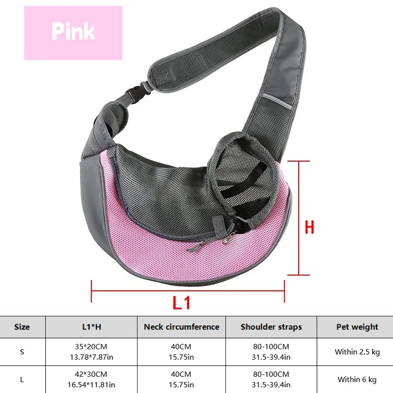 Dog & Cat Sling Carrier, Breathable Mesh Crossbody Backpack for Hiking & Travel