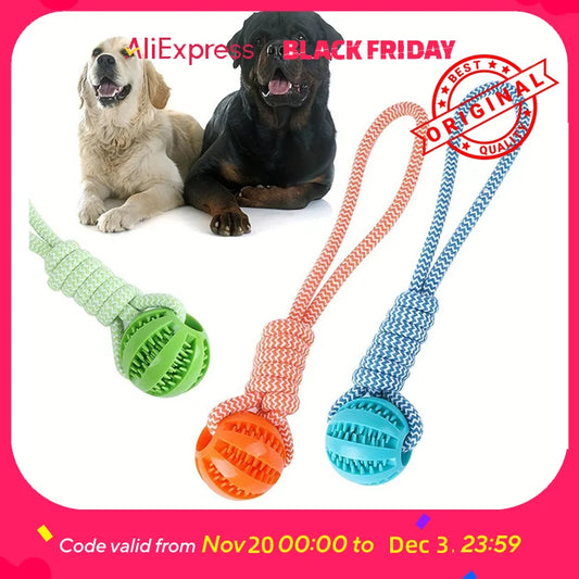 Interactive Dog Toy for Large Breeds – Tug Rope with Treat Dispenser Ball & Dental Chew