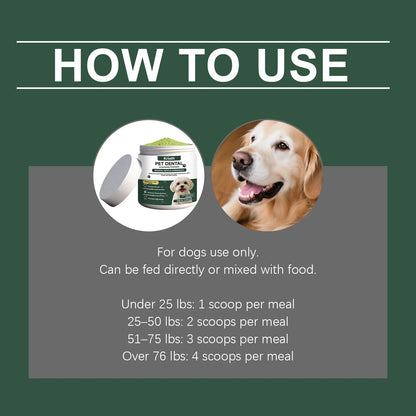 Natural Pet Dental Care Powder – Dog & Cat Breath Freshener, Plaque & Tartar Control, Enzyme Teeth Cleaning & Healthy Gum Support