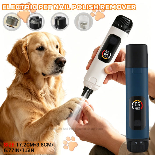 Pet Electric Nail Grinder – Rechargeable LED Dog & Cat Nail Clipper with 6-Speed Control