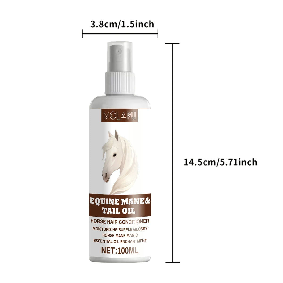 Horse Hair Care Oil, 100ml Mane & Tail Conditioner, Natural Shine-Enhancing and Dust-Resistant Grooming Oil, Portable Equestrian Grooming Supply