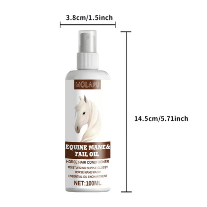 Horse Hair Care Oil, 100ml Mane & Tail Conditioner, Natural Shine-Enhancing and Dust-Resistant Grooming Oil, Portable Equestrian Grooming Supply