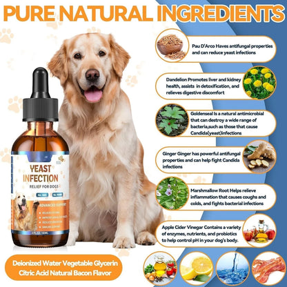 Natural Yeast Relief Drops for Dogs – 60ml Ear & Skin Comfort Allergy Support Supplement