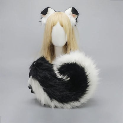 Halloween Dog Ear & Tail Costume Set, Plush Animal Cosplay Accessories