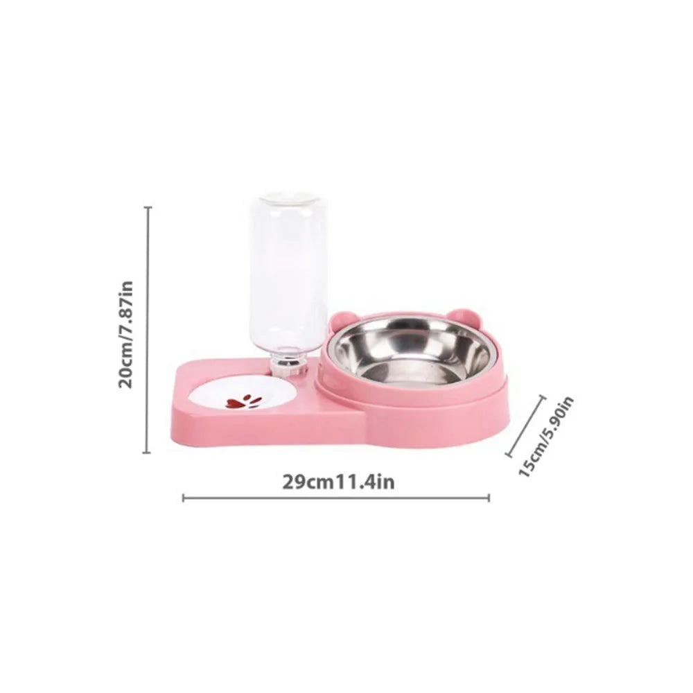 Pet Water & Food Bowl Set – Double Anti-Spill Dog/Cat Feeder with Non-Slip Base
