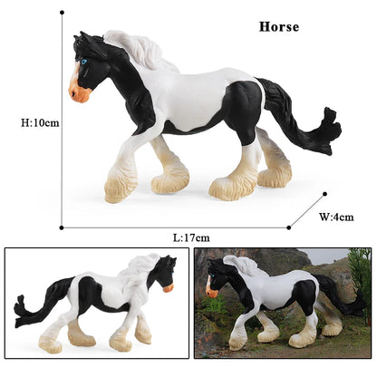 Oenux Realistic Horse Figurine, Forest Wild Steed Farm Animal Model, PVC Action Figure Toy, Haflinger and Ferghana Horse Collectible for Kids