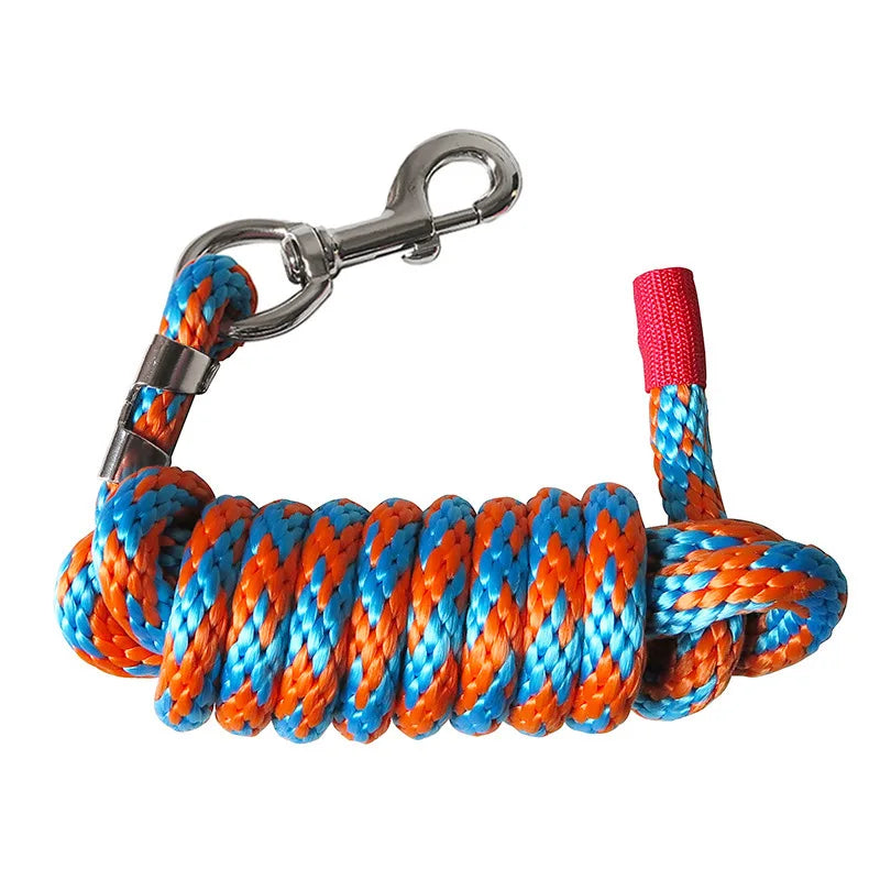 15mm Extra Thick Horse Lead Rope – Cotton Braided Rein with Brass-Plated Snap Hook