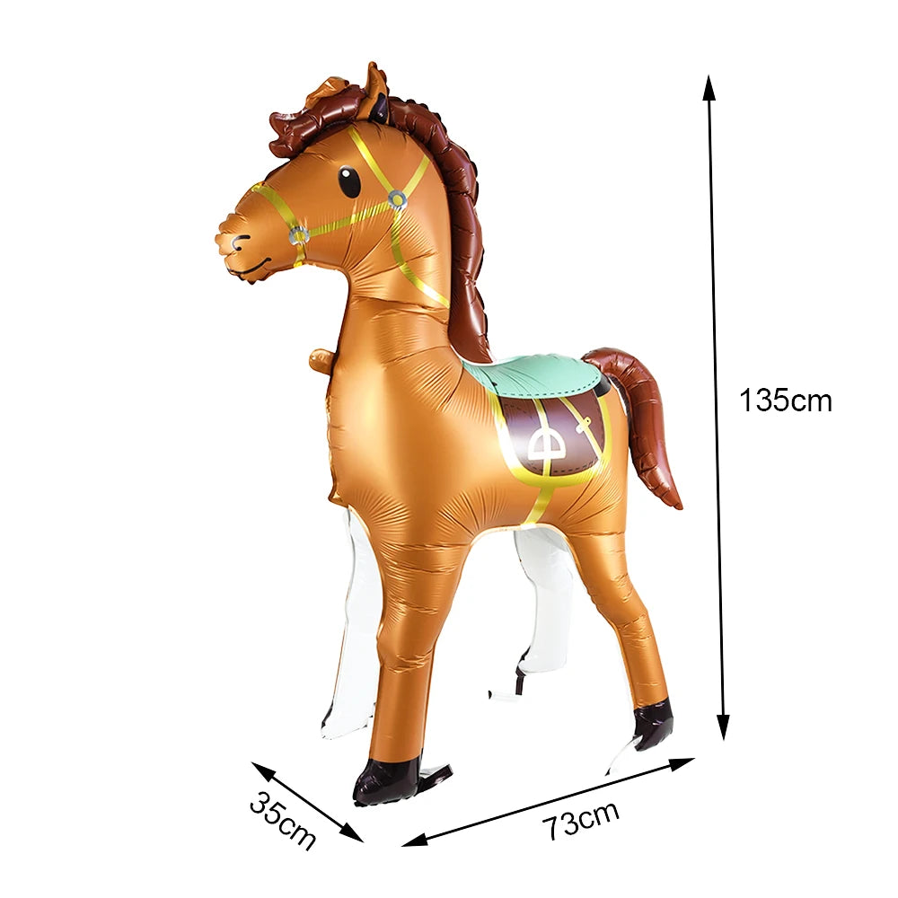 Horse Balloon Set, 30-Inch Horse-Shaped Balloons, 40-Inch Number Balloon and Star Balloons, Horse Racing-Themed Birthday Party Decorations