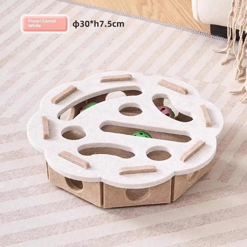 Cat Puzzle Toy Felt Box – Interactive Indoor Hunting & Exercise Toy with Ball for Cats