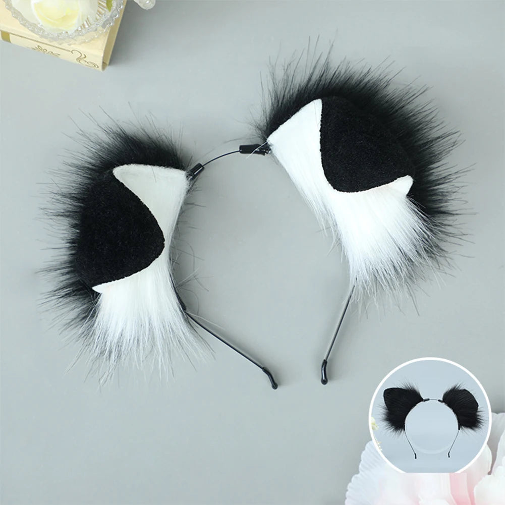Halloween Dog Ear & Tail Costume Set, Plush Animal Cosplay Accessories