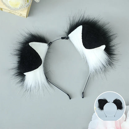 Halloween Dog Ear & Tail Costume Set, Plush Animal Cosplay Accessories
