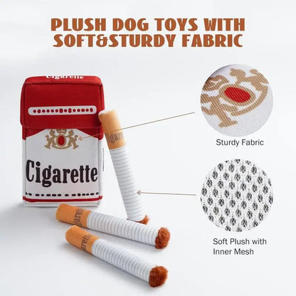 Squeaky Plush Dog Toy, Cigarette Design Interactive Chew Toy