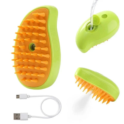 3-in-1 Steam Pet Grooming Brush – Spray Massage Comb for Detangling & Hair Removal (Cats & Dogs)