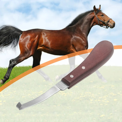Double-Edge Horse Hoof Trimming Knife – Stainless Steel Farrier Tool with Wooden Handle