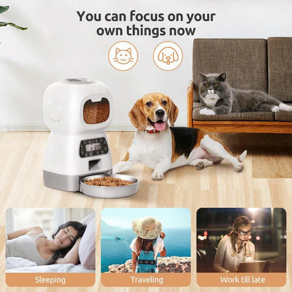3.5L WiFi Smart Automatic Pet Feeder – Timed Slow Feeder with Voice Recorder for Cats & Dogs