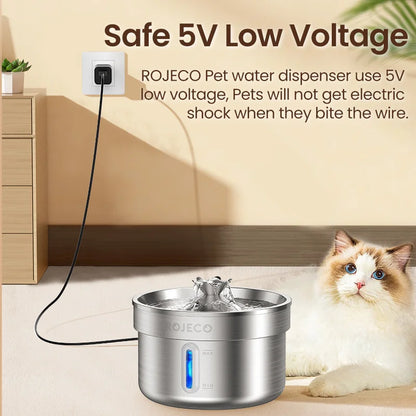 Stainless Steel Automatic Pet Water Fountain, Smart Cat & Dog Drinking Dispenser