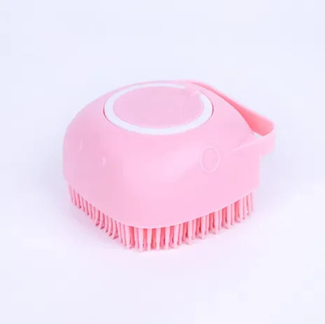 2-In-1 Silicone Pet Bath Brush with Shampoo Dispenser – Gentle Massage Grooming Tool