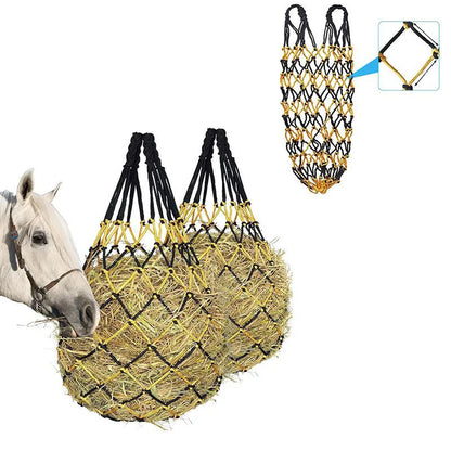2 Pack Heavy-Duty Horse Hay Net Bags – 2" Hole Slow Feeder with Adjustable Drawstring