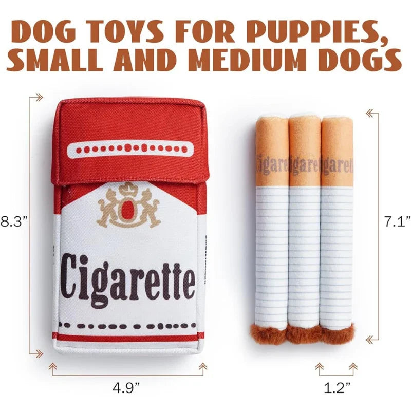 Squeaky Plush Dog Toy, Cigarette Design Interactive Chew Toy