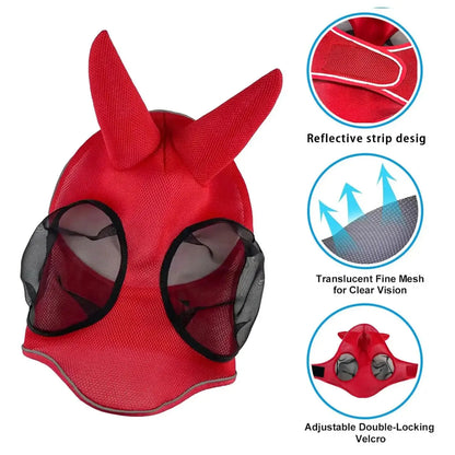 New Elastic Horse Fly Mask, Breathable Adjustable Face Cover, Mosquito and Insect Protection for Horses, Comfortable Equestrian Riding Gear