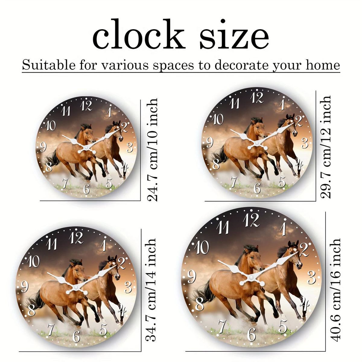 Personalized Horse Wooden Wall Clock – Silent Quartz Home Decor for Living Room, Bedroom & Kitchen (10–16 Inch)
