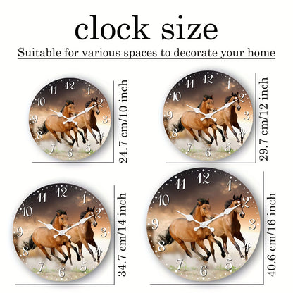 Personalized Horse Wooden Wall Clock – Silent Quartz Home Decor for Living Room, Bedroom & Kitchen (10–16 Inch)
