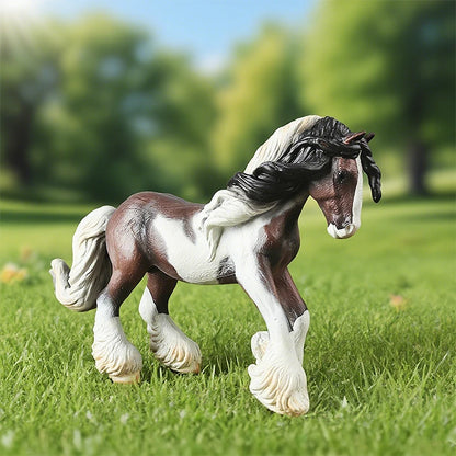 Oenux Realistic Horse Figurine, Forest Wild Steed Farm Animal Model, PVC Action Figure Toy, Haflinger and Ferghana Horse Collectible for Kids