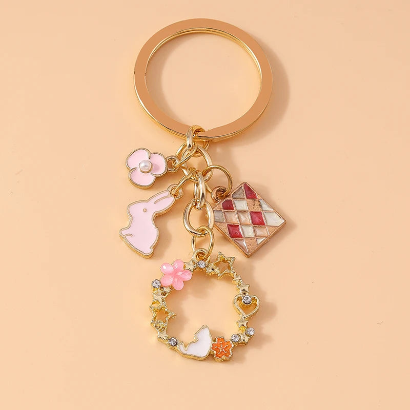 Enamel Horse Unicorn Keychain, Cute Animal Key Ring Pendant, Car Key Holder, Handbag Accessory, DIY Jewelry Gift for Women and Girls