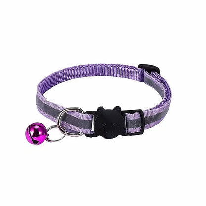 Reflective Adjustable Cat Collar with Bell – Safety Collar for Cats & Small Dogs
