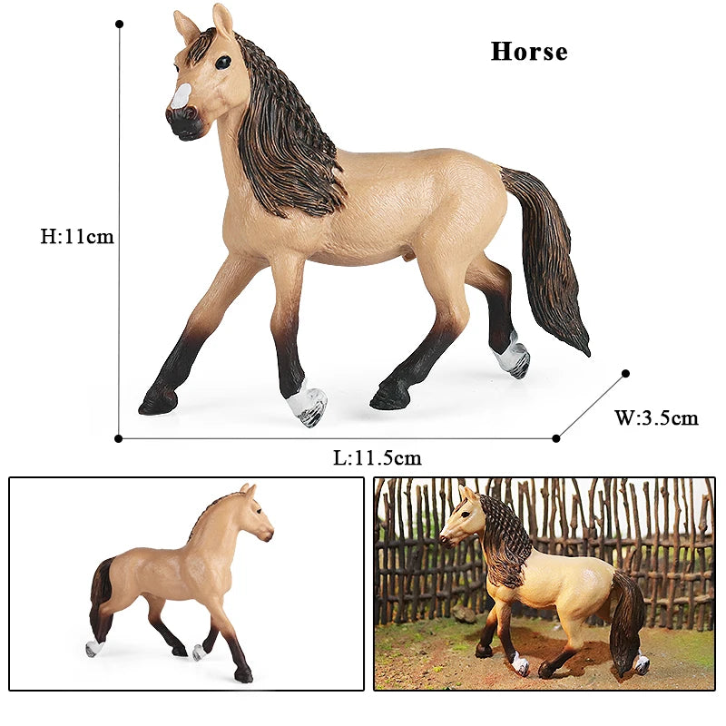 Oenux Realistic Horse Figurine, Forest Wild Steed Farm Animal Model, PVC Action Figure Toy, Haflinger and Ferghana Horse Collectible for Kids