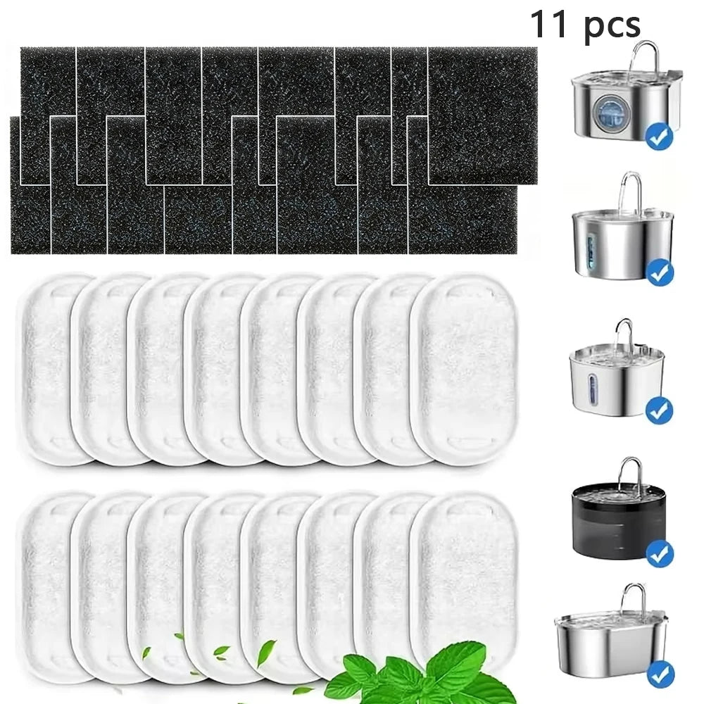 11/25-Pack Activated Carbon Pet Water Fountain Filters, Multi-Model Replacement Filters for Cats & Dogs