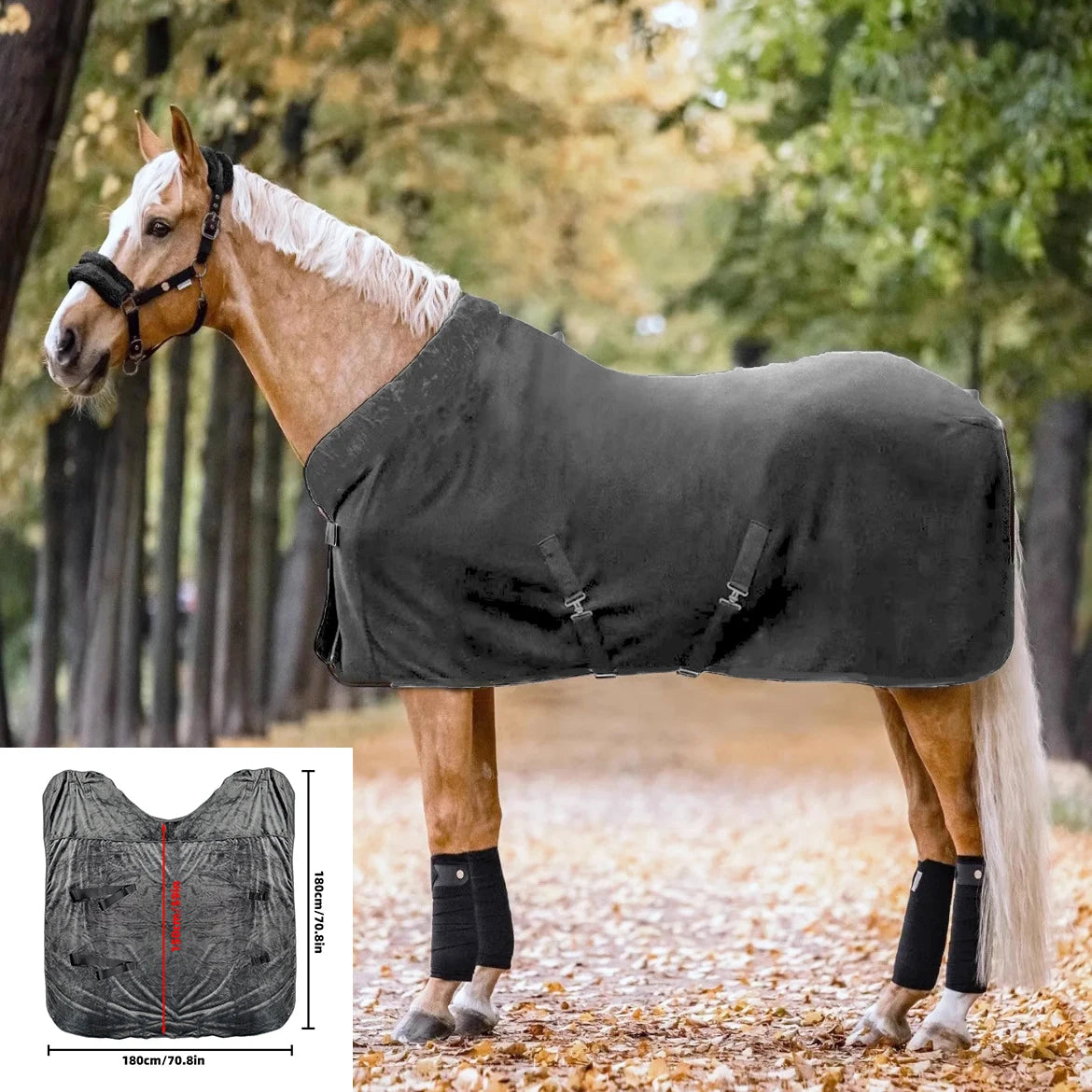Horse Protective Warm Blanket – Thick Flannel Flly & Cold Weather Equine Cover